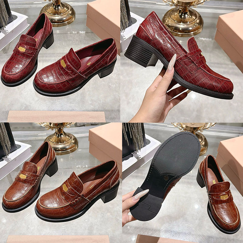 loafer woman designer block heel croc patent leather round toe slip on work office city luxury comfortable burgundy gold black nude vintage retro ca