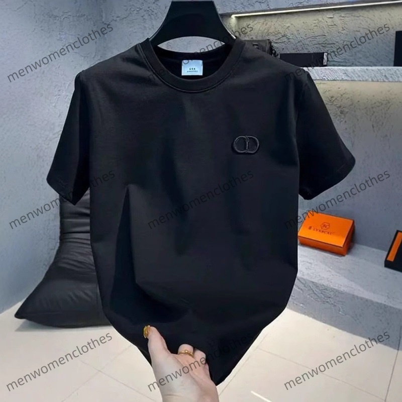 Fashion Designer Unisex Mens Womens Clothing Cotton Breathable High End Tee Shirt Homme Short Sleeve Crew Neck Embroidery CD Letter Trendy Men T-Shi