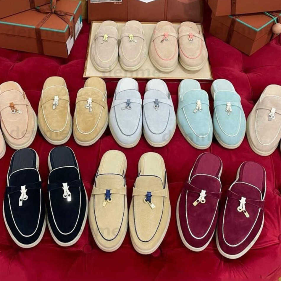 Loropianas Loropianomen lororpiana Slippers women Men Flats Loafers Suede Slippers Womens Summer Flat Sandals Babouche Charms Walk Shoes Mocassin Sl