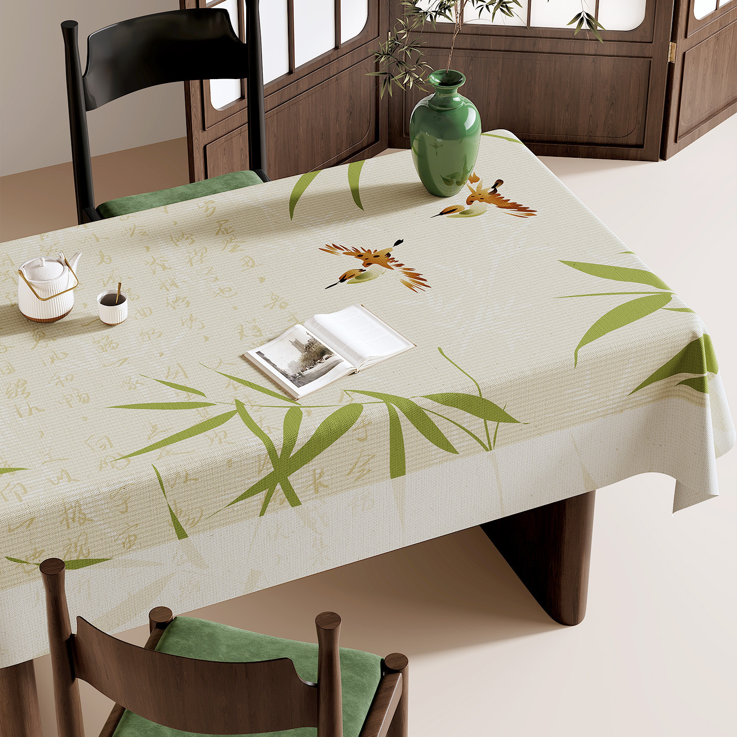 Nappe rectangulaire en PVC personnalisée, Style minimaliste frais, étanche à l'huile et sans entretien, YL-39244