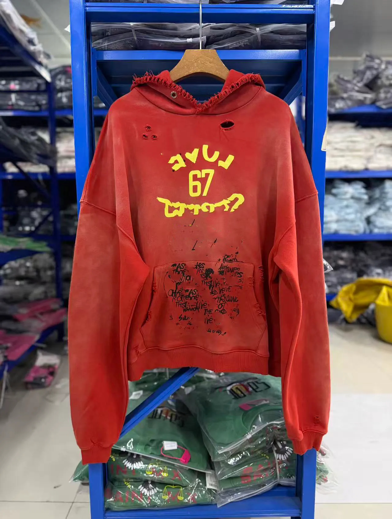 Sweats à capuche pour hommes Sweats à capuche Paly Sweat-shirt imprimé à col rond boisé pour hommes Sweats à capuche en détresse Sweatshirts Hole