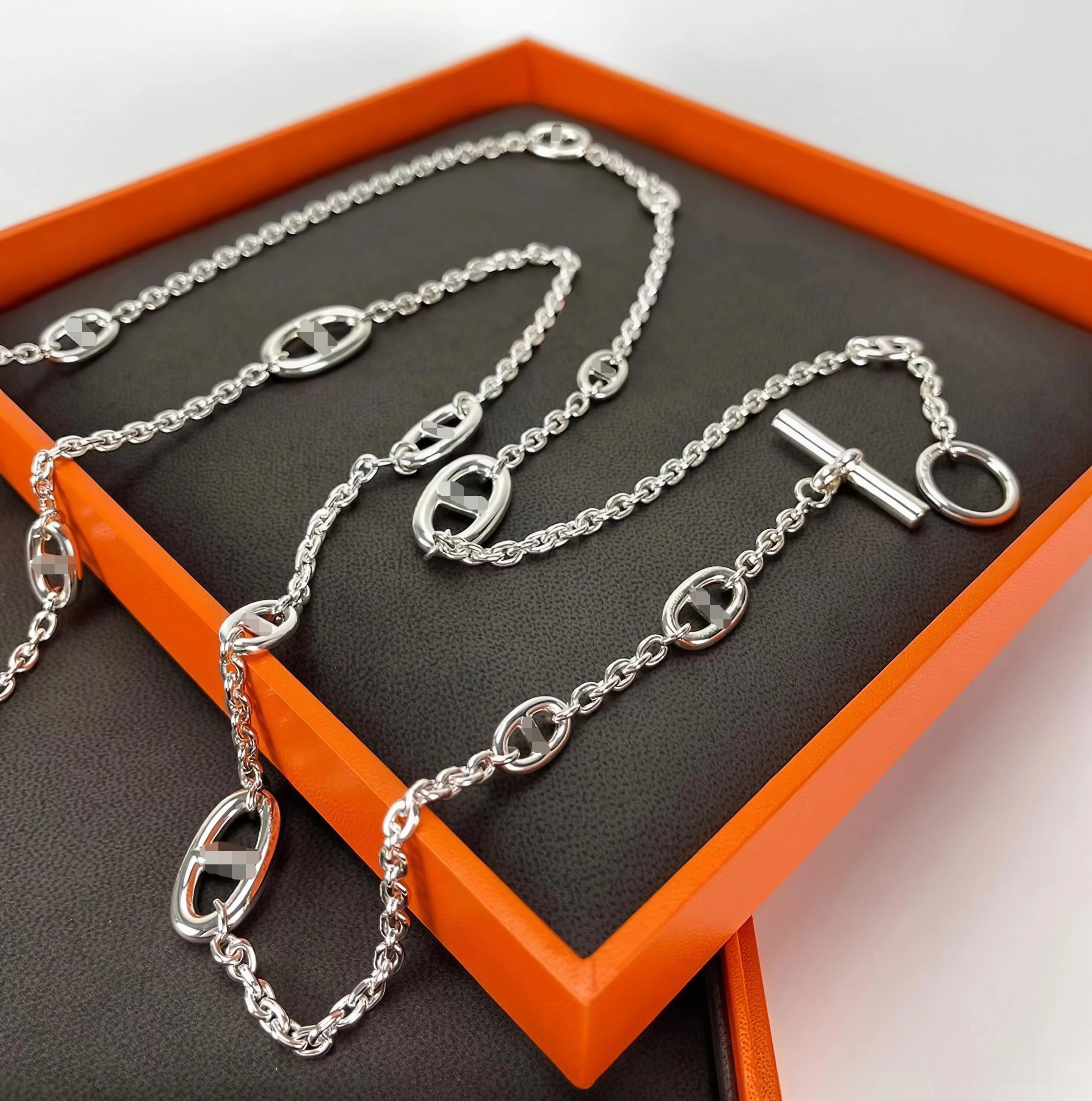 necklace designer necklace women luxury jewelry 1:1 top quality 12A letter silver charm necklace versatile waist chain bracelet style christmas gift