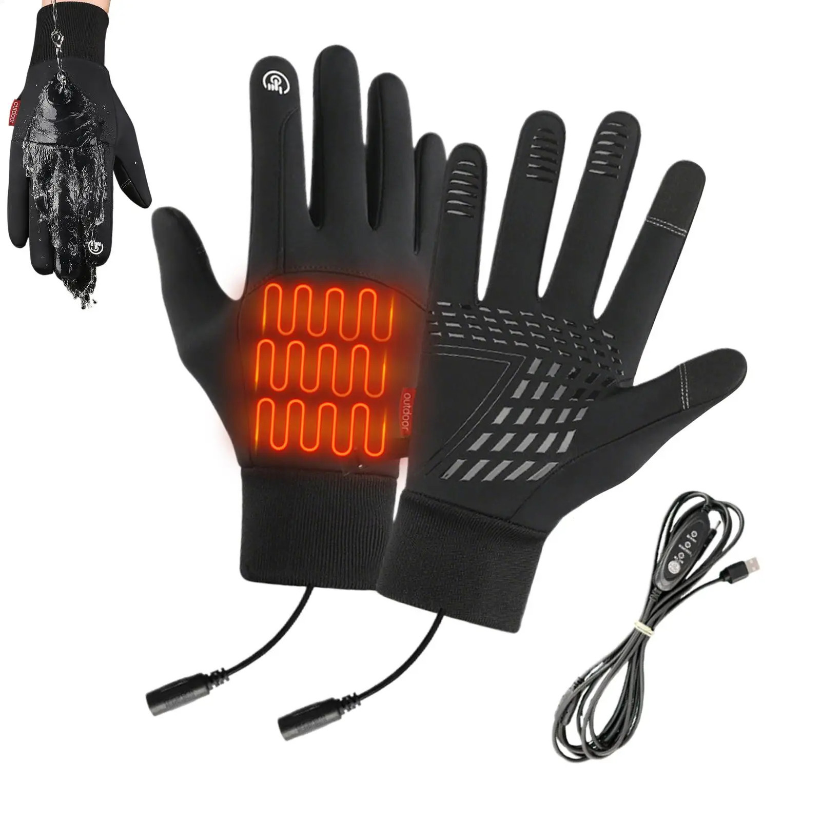 USB Heated Gloves Screen Touch Winter Thermal Heating Mitts Waterproof For Women Men Outdoor Working Hiking Cycling Sports 260923