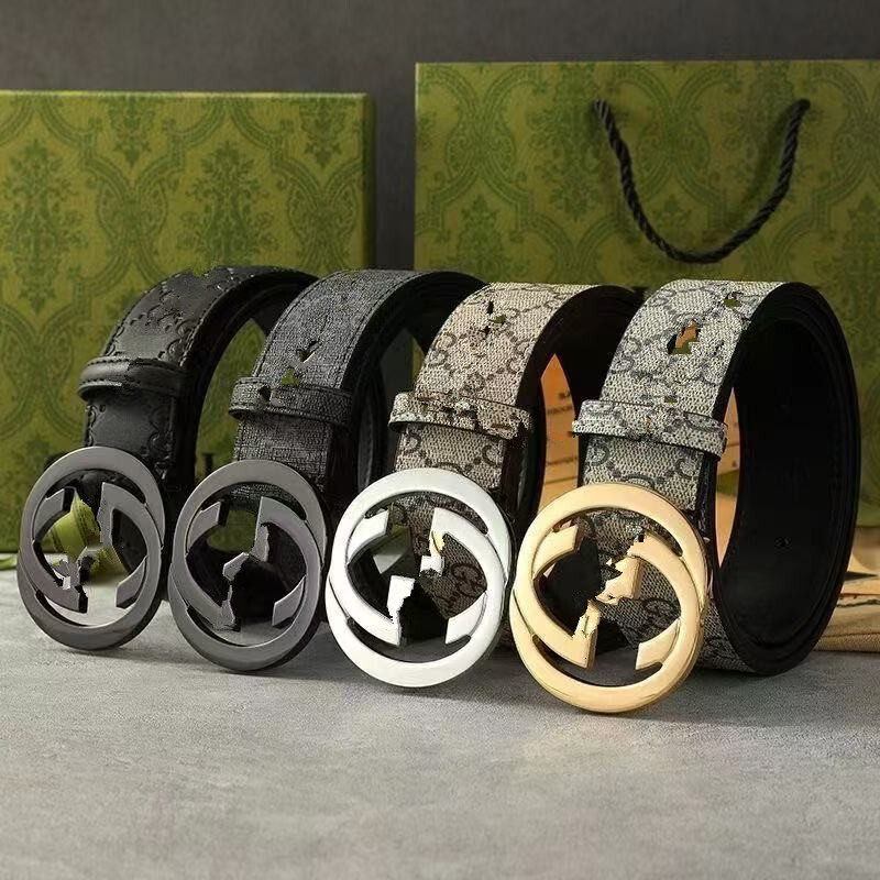 Belt for Men Luxury Women Designer Black Leather Business Womens Classic Big ggness Belts Gold Buckle Cowhide Width 2.0cm3.0cm 3.4cm3.8cm Gift