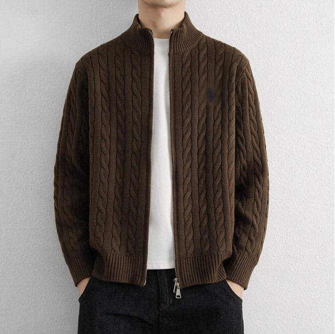 Designer polo sweaters Luxury pony embroideried Knitted cardigan versatile loose Clothing men's sweater zipper stand up collar coat men swea