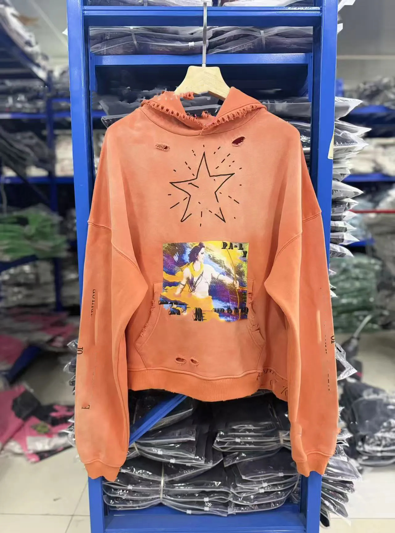 Sweats à capuche pour hommes Sweats à capuche Paly Sweat-shirt imprimé à col rond boisé pour hommes Sweats à capuche en détresse Sweatshirts Hole