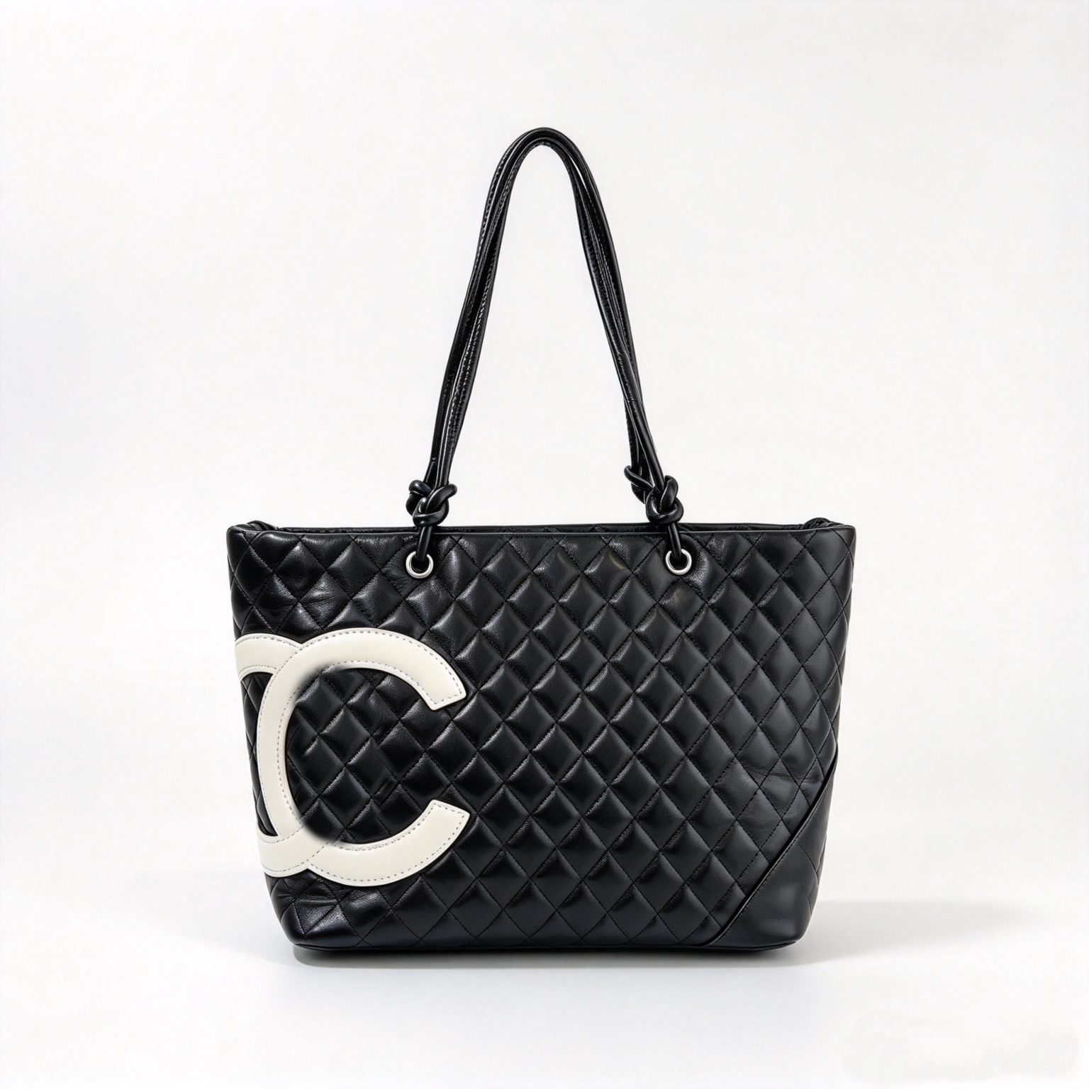 Designer Bag CC Women Cambonities Quilted CF Tote Leather Large Shopping Handbag Knot Top Handle Contrast Patch Oversized Capacity Daily Shoulder Ba
