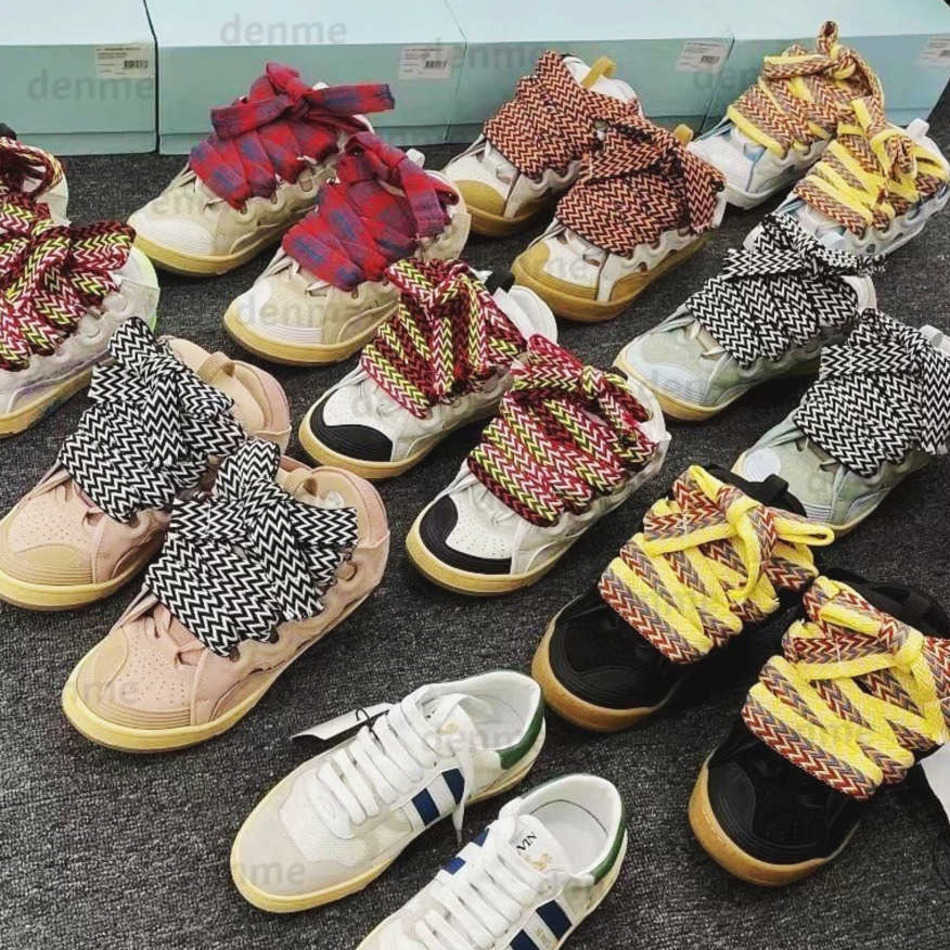Lanvin Curb shoes Designer crub sneakers Men Women Chunky Platform Sneakers Color Block Suede Mesh Skate Shoes with Wide Braided Laces Street Walkin