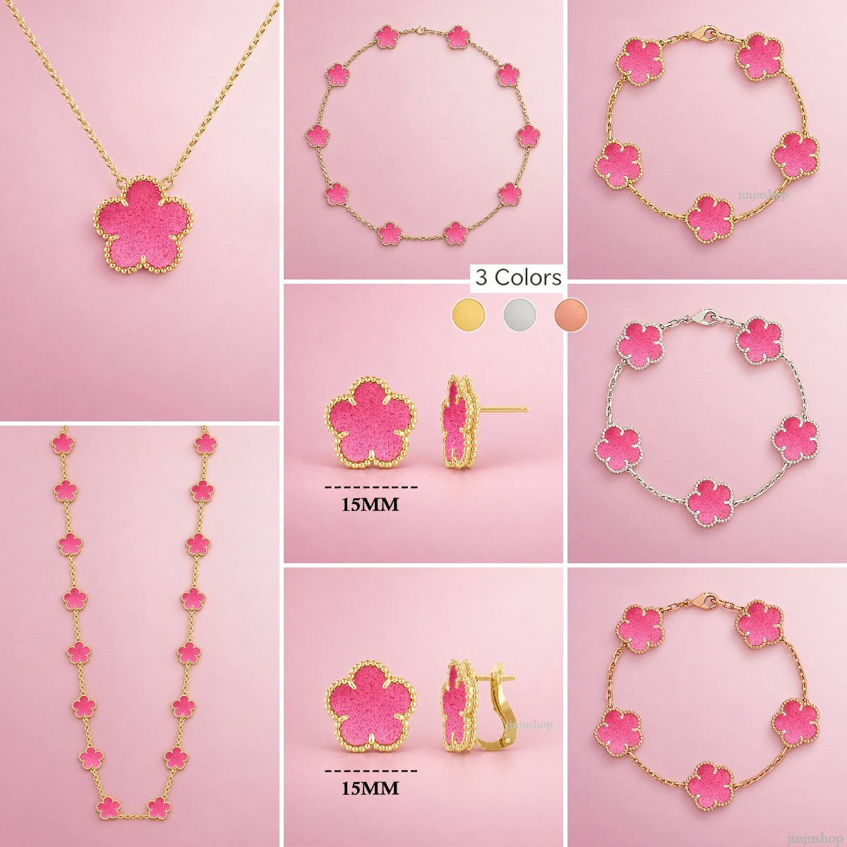 clover bracelet necklace earrings jewelry set wholesale jewelry lot strawberry powder pendant necklace luxury designer jewelry wholesale pink clover