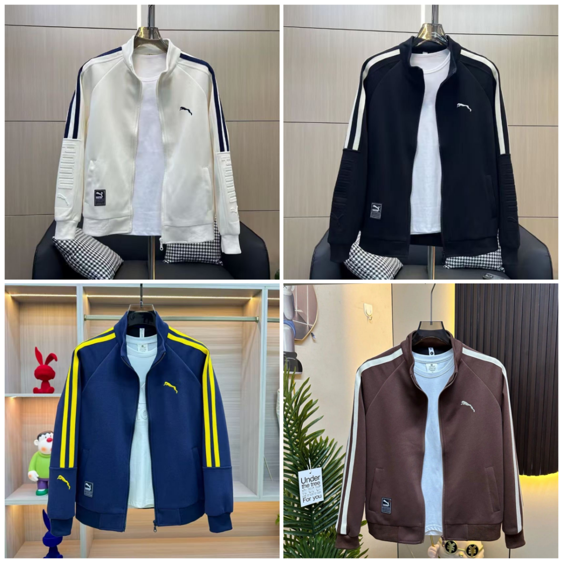 Retro Stand Collar punma jacket Designer Hooded Men's Pullover Seasonal Sportswear Top Hooded Long Sleeved Jacket Loose Cotton outdoor Designer