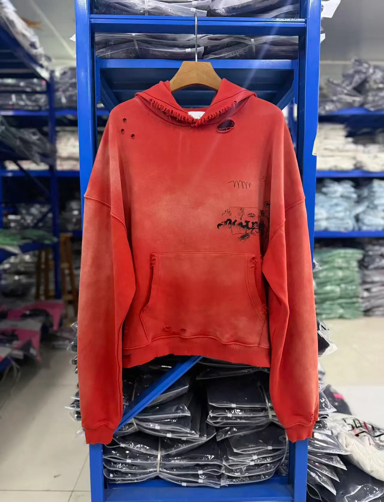 Sweats à capuche pour hommes Sweats à capuche Paly Sweat-shirt imprimé à col rond boisé pour hommes Sweats à capuche en détresse Sweatshirts Hole