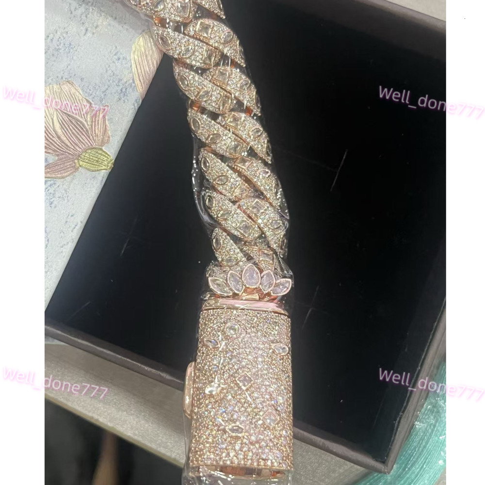 Luxury 18mm Bezel Style Cuban Chain Moissanite GRA Hip Hop Jewelry Men 925 Silver Iced Out Diamond Cuban Link Necklace