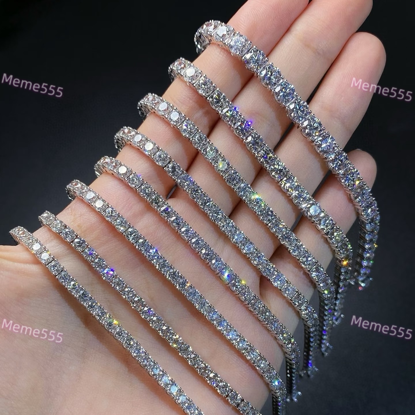 Luxury Fine Jewelry Large-Size 4MM 5MM DEF Lab Grown Diamond Tennis Bracelet 925 Silver Round Cut Diamond Bracelet Tennis Chain