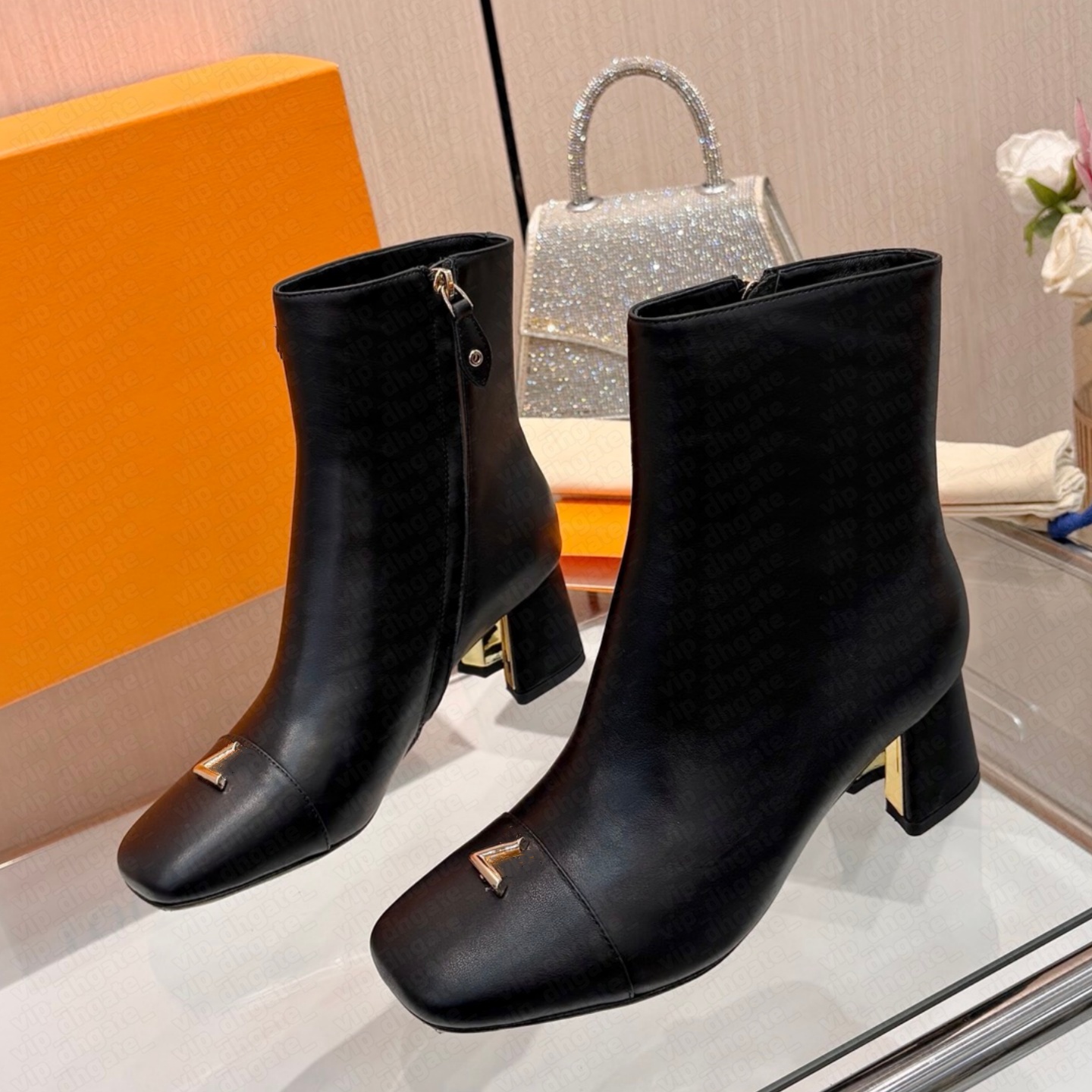 boot designer woman kitten heel point toe suede strap buckle ankle vintage retro luxury comfortable brown black blue white city zipper work office p