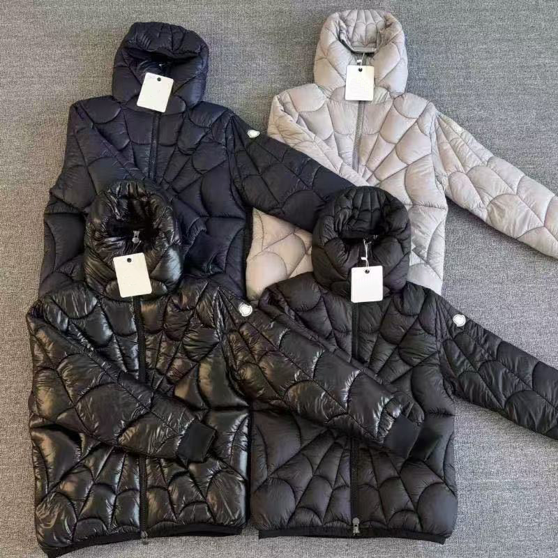 2026 Men's Fashion Warm Hooded Jacket Spider Style Hooded Down Jacket Coat Loose Ribbed American Style Coat#666