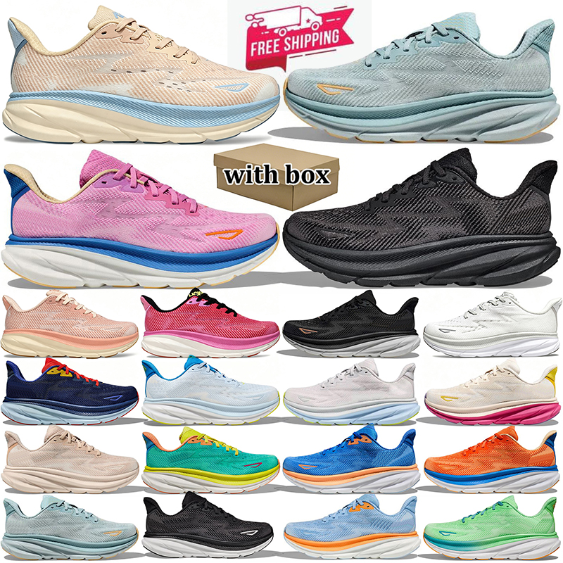 avec boîte livraison gratuite chaussures de sport clifton 9 baskets de créateurs baskets pour hommes sport femmes blanc rouge bleu sable craie vi