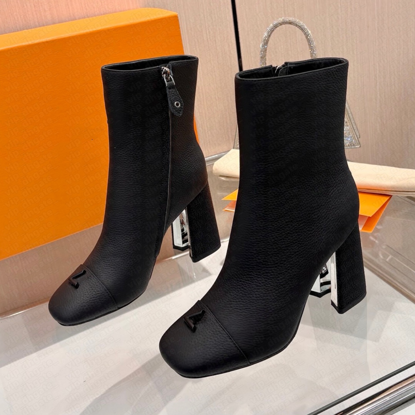 boot woman designer kitten heel point toe suede matte strap buckle ankle luxury comfortable brown black blue white vintage zipper work office city r