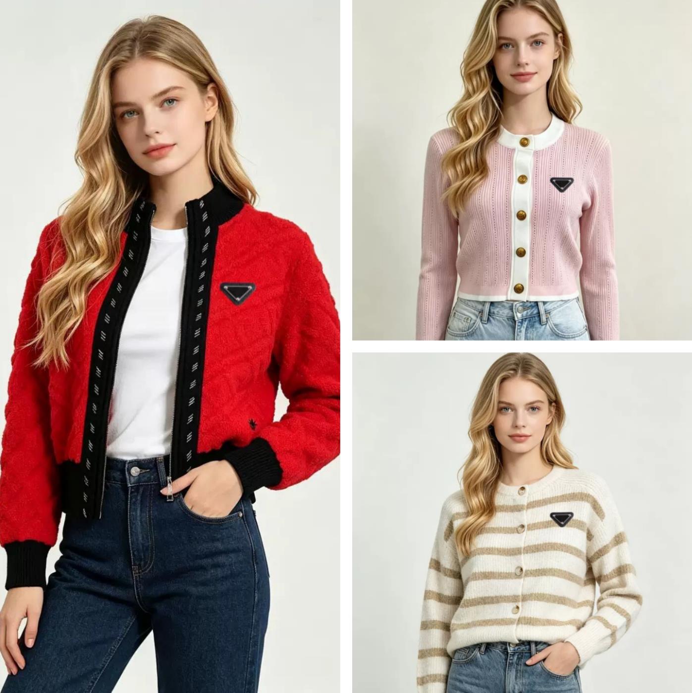Designer sweaters sweater women cardigan neck hooded shirts high quality women's knitted tops Triangle brand round neck women's knitted ve