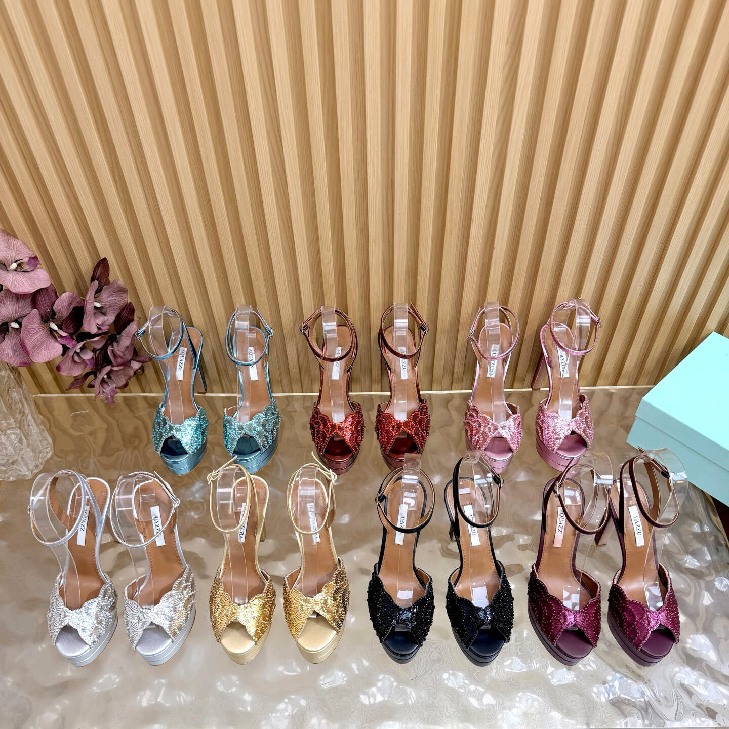 luxury Designer Sandals Summer Wedding Party Ankle Strap Peep Toe Dress shoe High quality Womens Sequin High Heels slippers Evening Platform Fashion