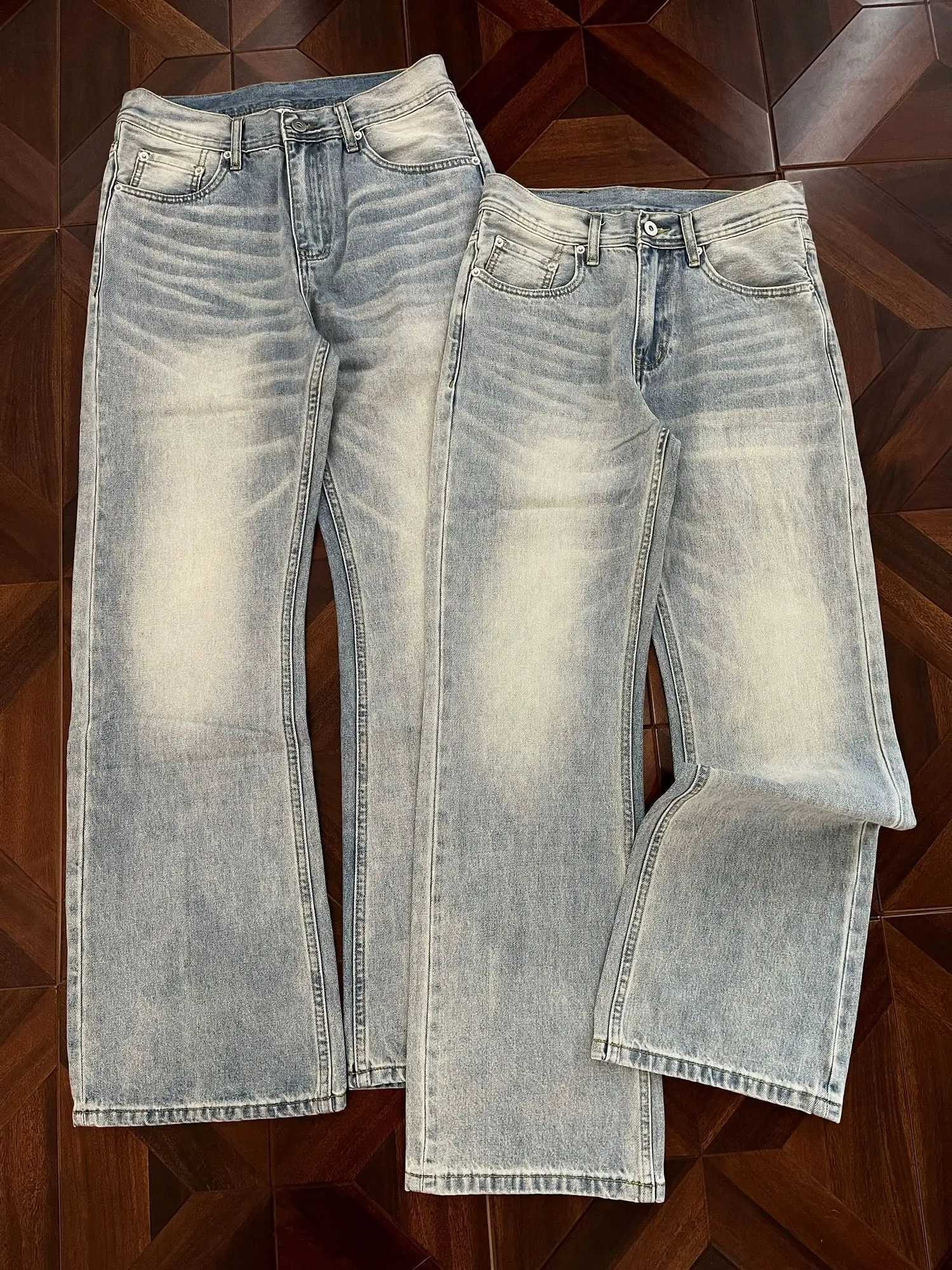 Men's Vintage Street RETRO Blue Jeans Casual Spring Y2K Pants Bottom High Waist Sweatpants Male Wide leg Denim Trousers D260927 28