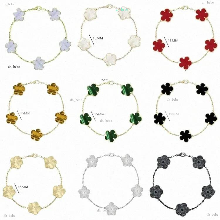 women 4/four leaf clover plated gold bracelet red green white shell agate charm luxury woman designer jew a2Co