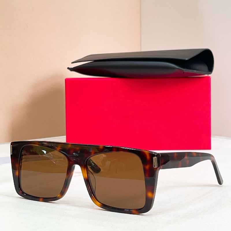 Designer Sunglasses Flat Top Square Sun glasses Women Men SL 651 Black Thick Acetate Frame Gray Lenses Bold Chunky Shades For Street Snap Party Fest