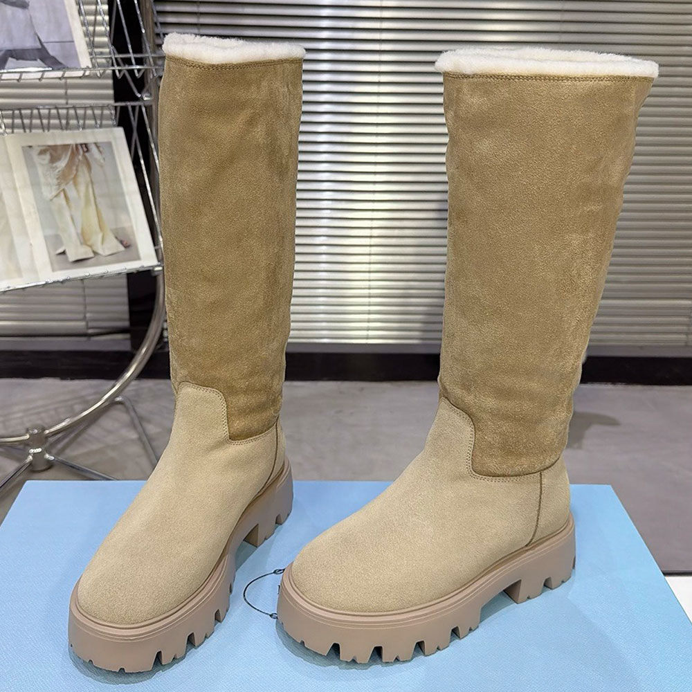 Suede Boots Womens Designer Ski Boots Snow Boots Fashion Comfort Warm Knee Boots New Elegance Luxury Autumn Winter Knight Boots Shearling Lining Szi