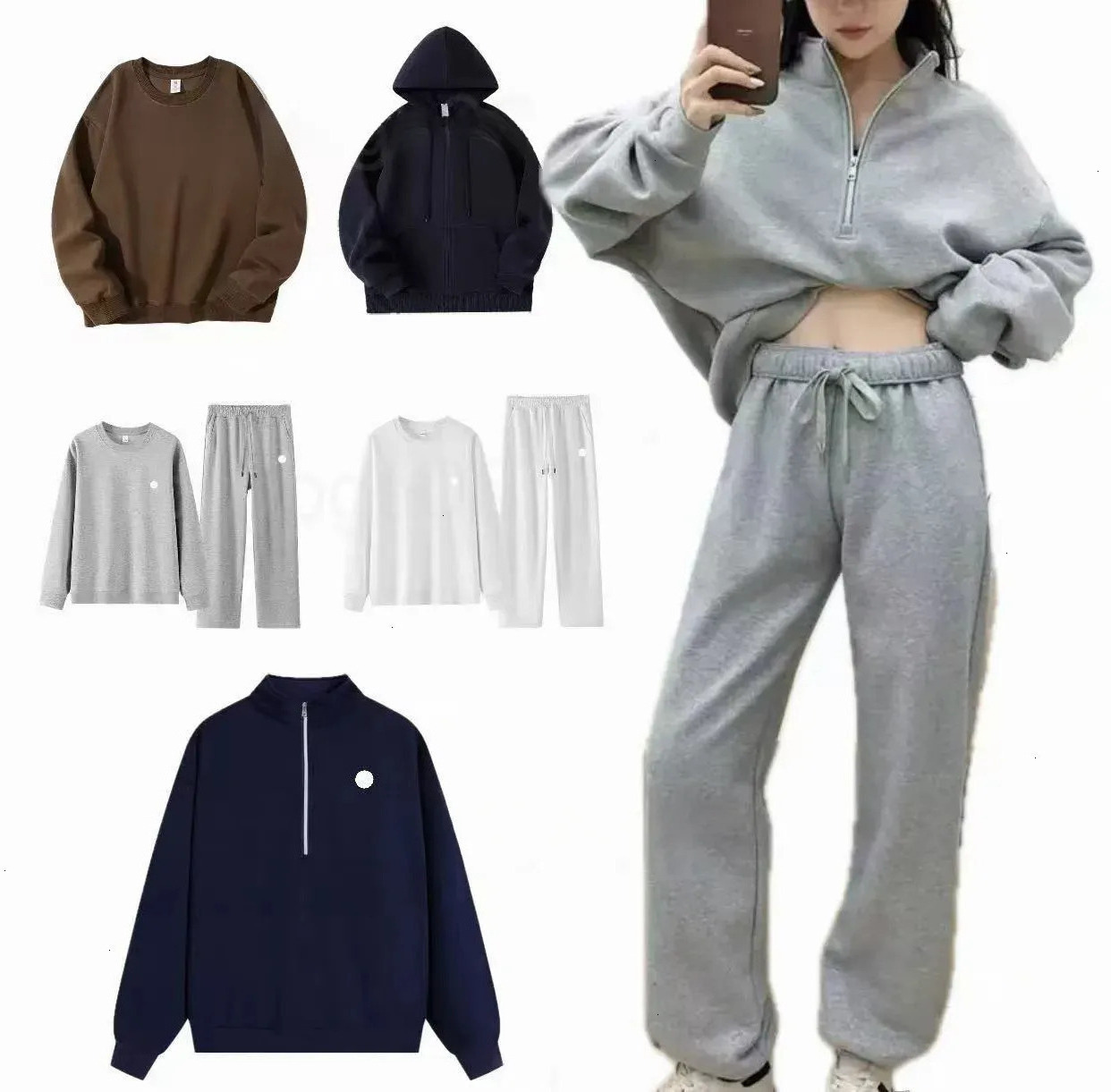 10A Accolade Women Men alolynessities women clothes set Quarter Zip Sweatshirt and Sweatpants Set alolynessities Hoodie Leggings Crew Neck Jacket 51