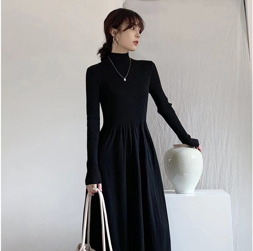 (2097) Autumn and Winter Large Size Half Turtleneck Knitted Inner Wear Bottoming Dress Outer Wear Fashionable Clothes