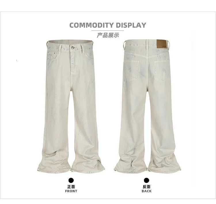 Men's MIJKO Dirty Washed Baggy Jeans for Men White Streetwear Casual Distressed Denim Trouser Y2k Vintage Pants G6451 D260927 ff