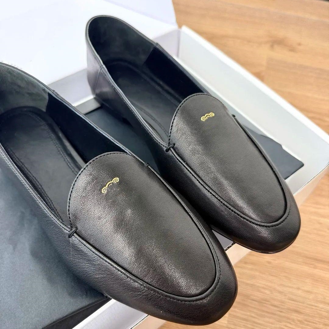 Luxury triomphes aura loafer Leather ballet flat Designer Dress shoe woman ballerina blazer Formal mary jane shoe Outdoor Mule Flat slipper walk cas