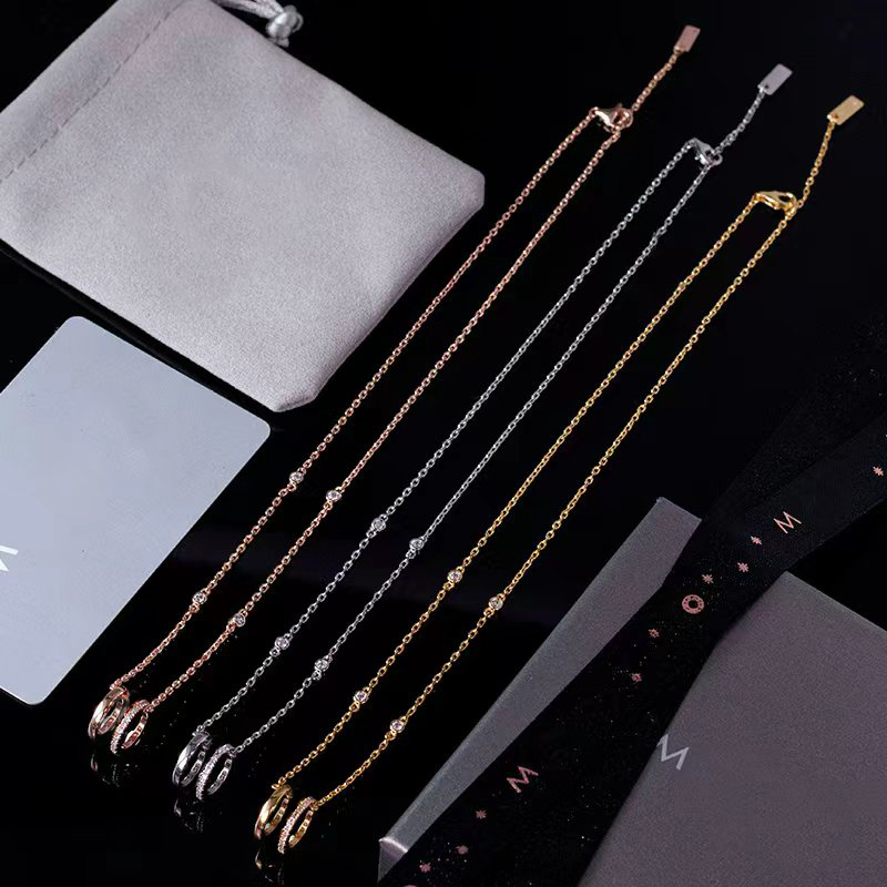 Collier de marque M à la mode, pendentif en 3 diamants, bijoux de créateur luxueux et résistants aux couleurs pour femmes