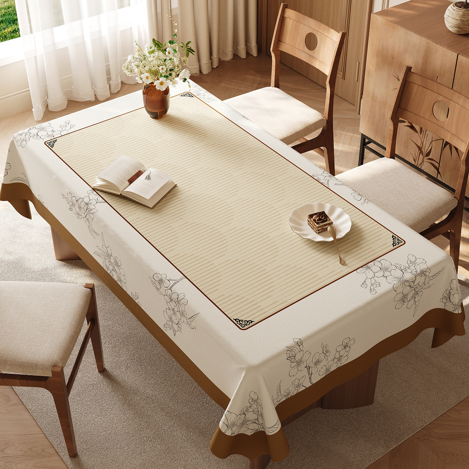 Nappe rectangulaire en PVC personnalisée, Style minimaliste frais, étanche à l'huile et sans entretien, YL-39255