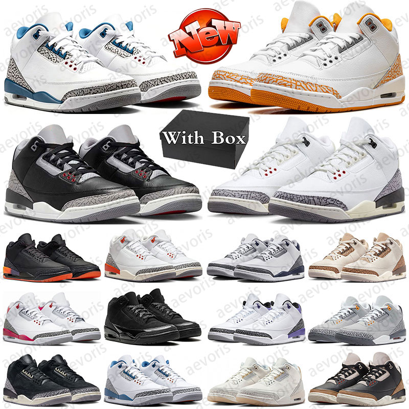with box 3 3s basketball shoes j3 designer men trainer sneakers White Cement True Blue Fire Red Orange Citrus Sail Pure Money women sports outdoor s