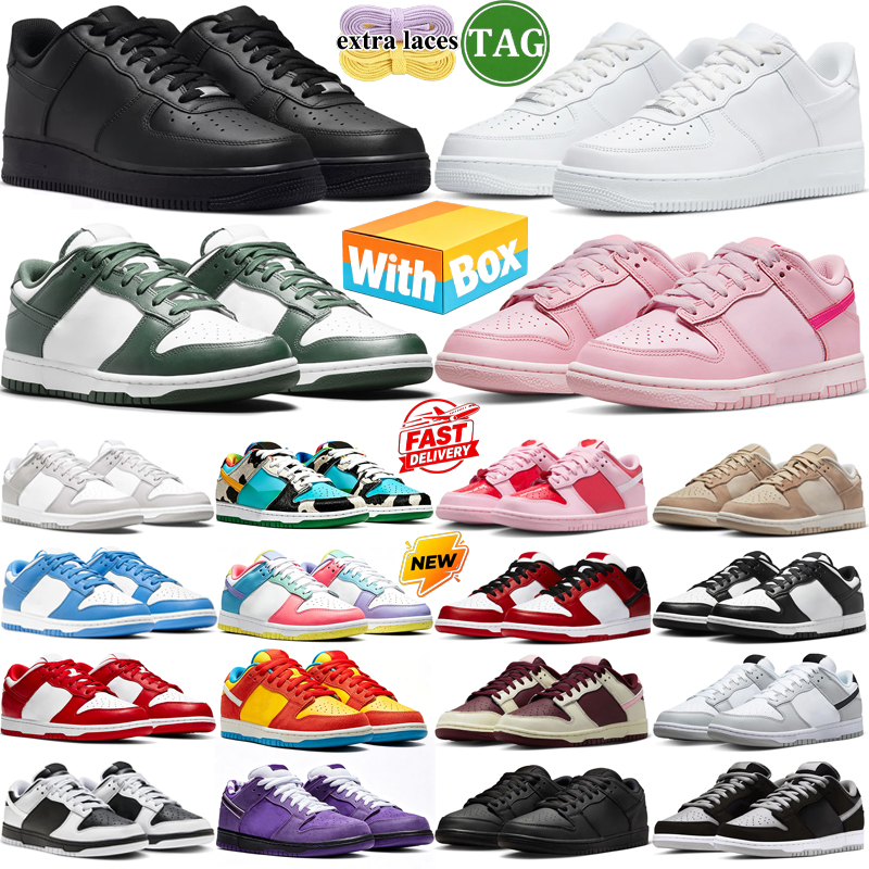 with box designer running shoes men women chaussure stylish durable leather trainers outdoor sports comfortable runner shoes panda black blue pink