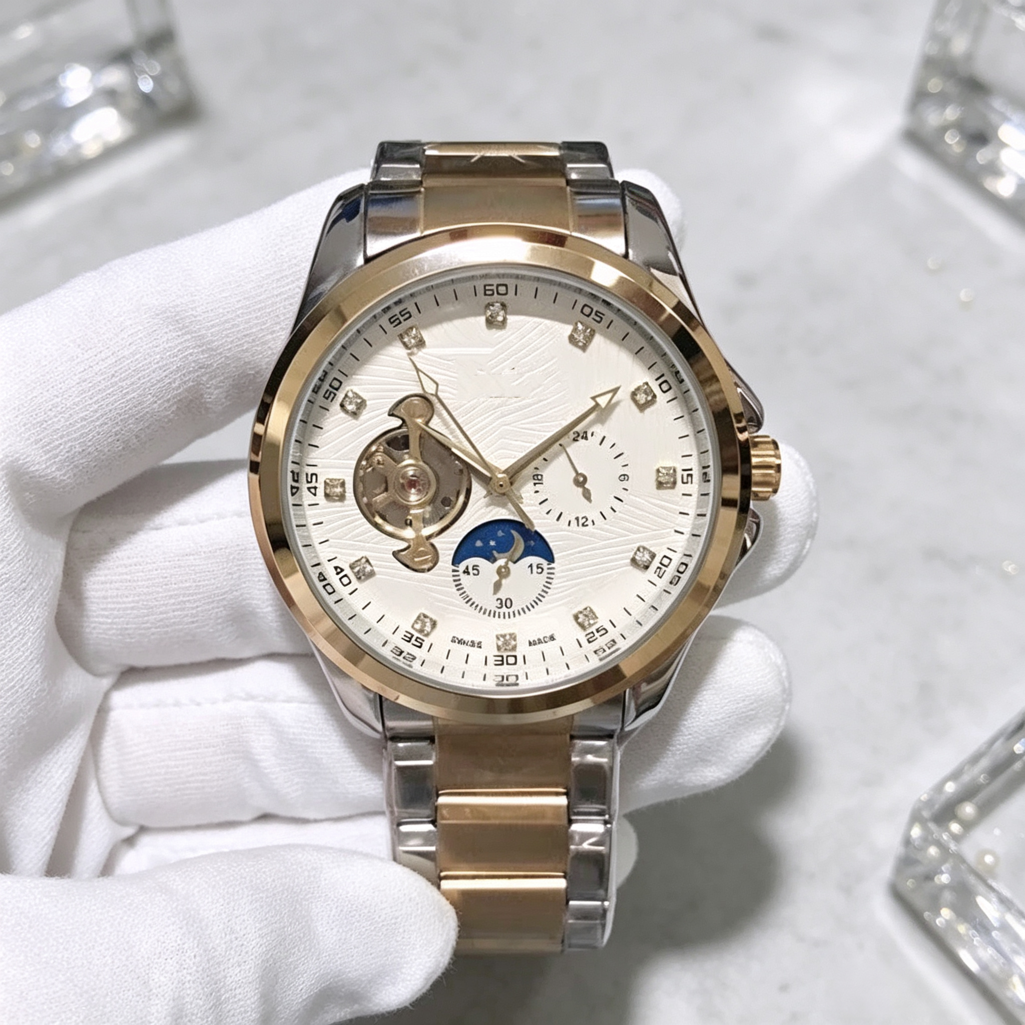 High Quality OM Tourbillon Hollowed Mechanical Watches 316L Stainless Steel Sapphire Glass Watches MEN Automatic Meschanical Movement Watche#omijia