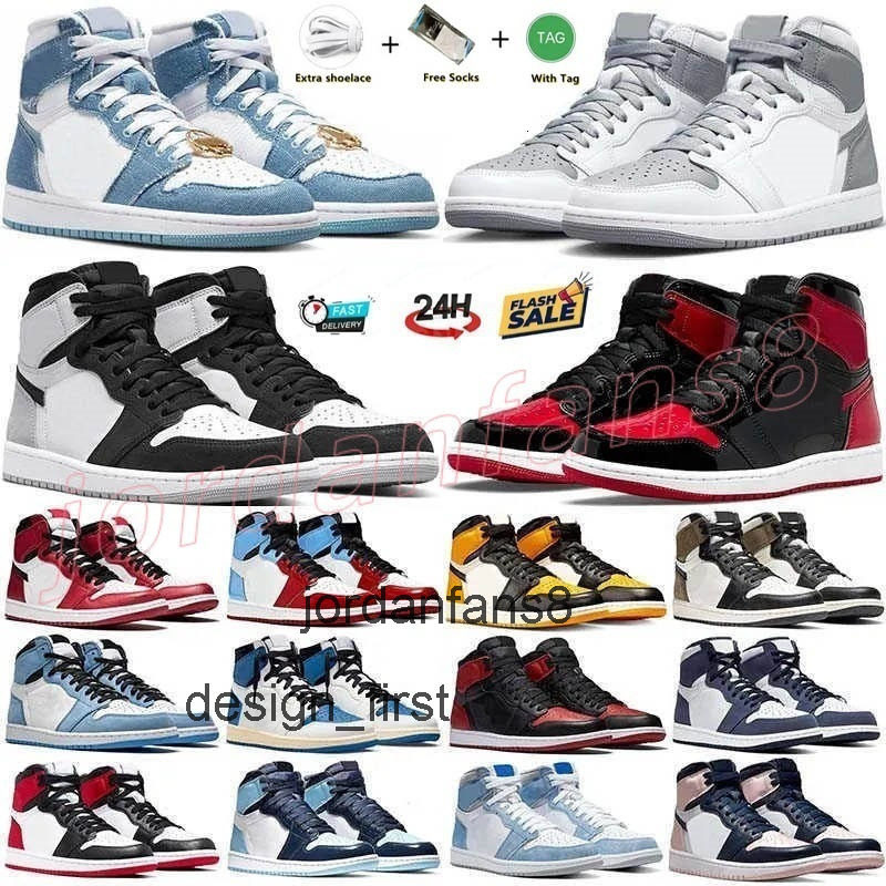 Shoes Basketball Sneakers 1 High Trainers Mocha Chicago Celadon Grey 1s Military Black Cats Fear White Thunder Bred Men Women Casual 36-47