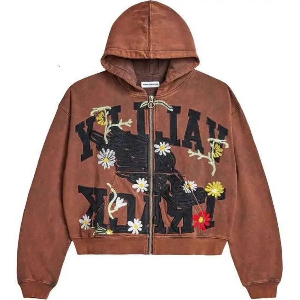 Valleys Dream Hoodie Y2k Skull Print Zipper Cardigan Jacket For Couples Washed Vintage Clothing American Street Coat Vale Dream Letter Print Jacket