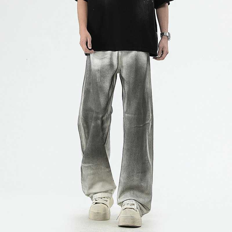 White Jeans Men's Loose Straight Wide Legs Large Size Dirty Trend Casual Versatile Spring and Autumn Pants 2026 New D260927 ed