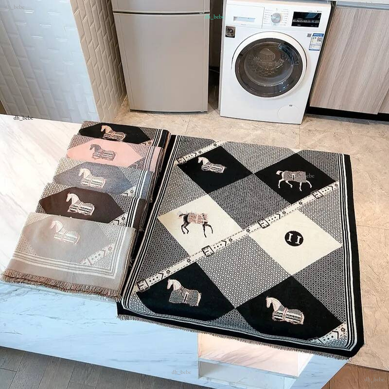 2026Brand designer scarf Luxury Scarf wool scarfs Horse pattern Thick Shawl Women Winter Wram Long Wraps Hijab Tassel 50x180cm with boxAAA+