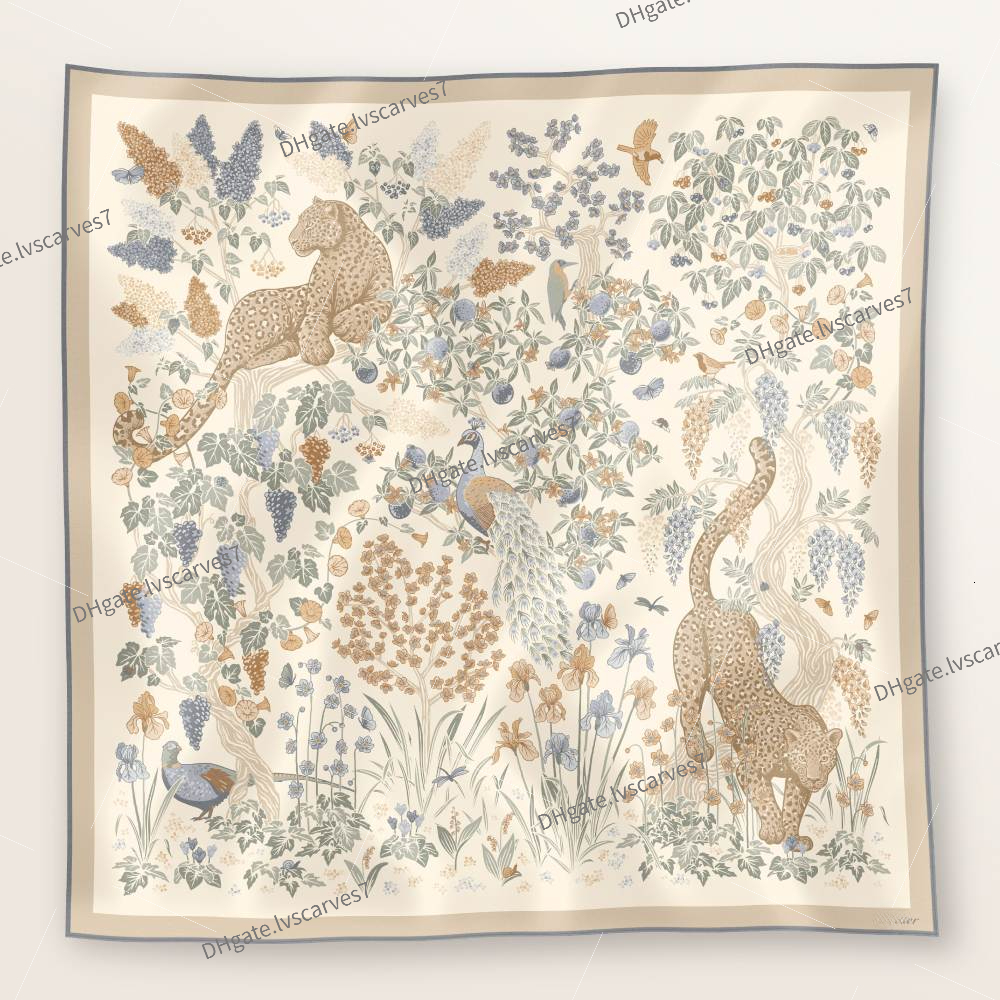 New Fashion Scarf Leopard pattern Designer Womens Style Quality Classic Silk Scarf Soft and High Grade Type Headscarf 90cm