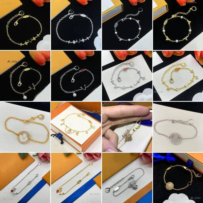 Designer Bracelets Elegant Clover Flower Letter Charm Bracelet 18K Gold S925 Silver Plated Stainless Steel Chain Bangle For Women Men Party Fashi