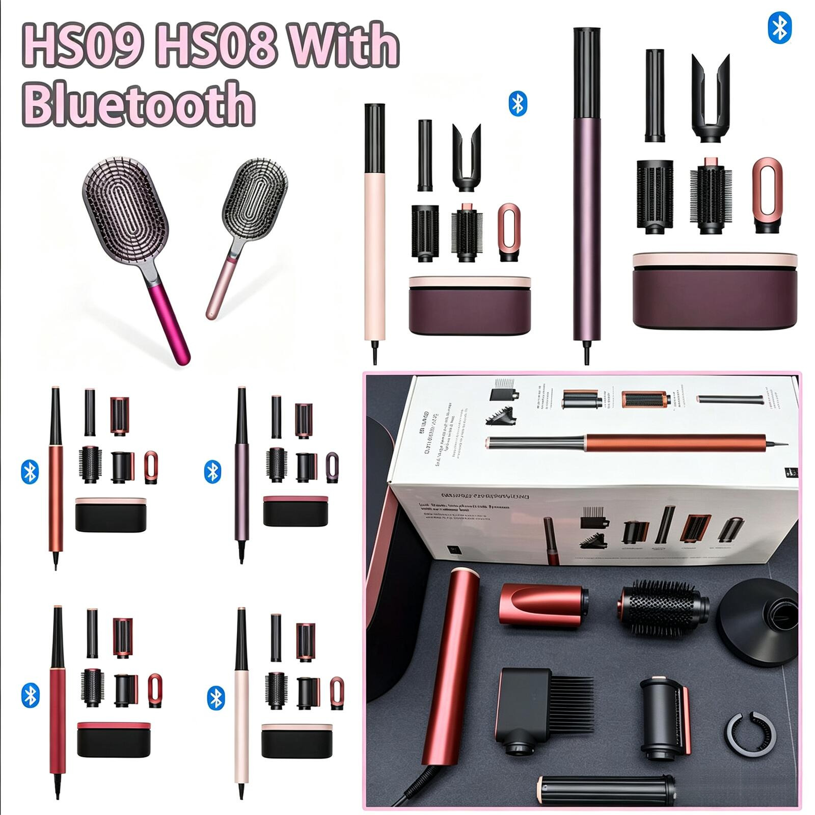 10A Curling Iron Hair Dryer HS08 09 Professional Straightener 6-in-1 Multi Function Electric Hair Tool with Adjustable Temperature Negative Ion Tech