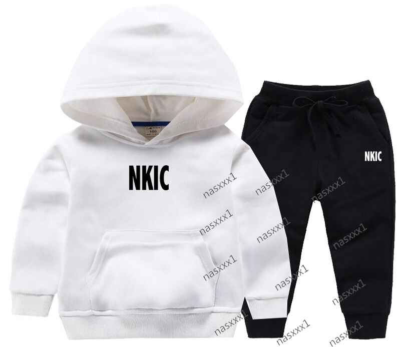 2 pièces ensemble vêtements marque sweat à capuche enfants enfants décontracté manches longues filles 100% coton sweat pantalons ensembles pour b