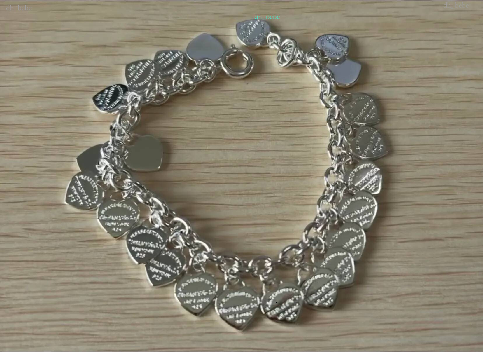 Bracelet à pendentifs multiples en forme de cœur en argent pur 925, offre spéciale