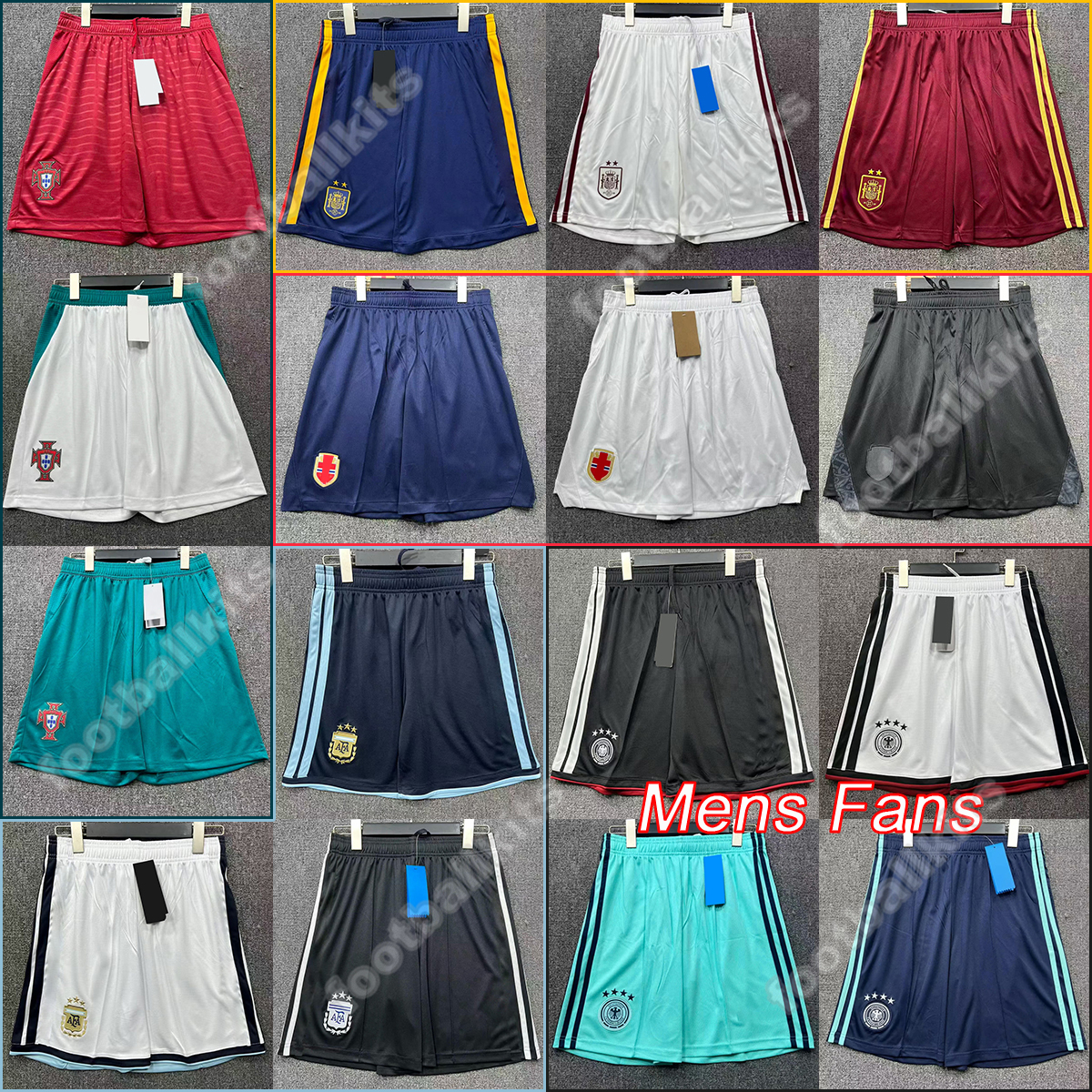 Argentina man fan version shorts 2026 2027 Portugal Spain mens football shorts 26 27 Germanys home away soccer shorts Customized with numbers