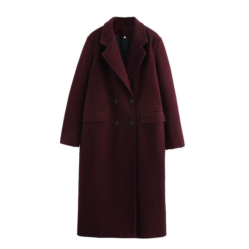 Manteau Maxi classique sur mesure pour femmes, manches longues, conception à revers, fermeture à Double boutonnage, coupe décontractée, vêtements