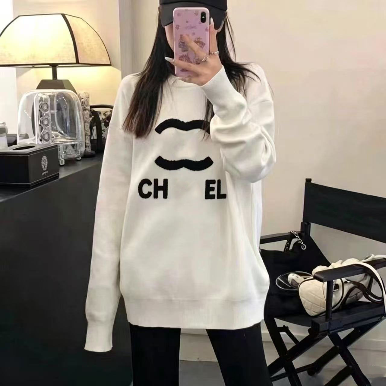 Designer channels Sweater Men women cc sweaters jumper Embroidery Print sweater Knitted classic Knitwear Autumn winter keep warm clothes mens design