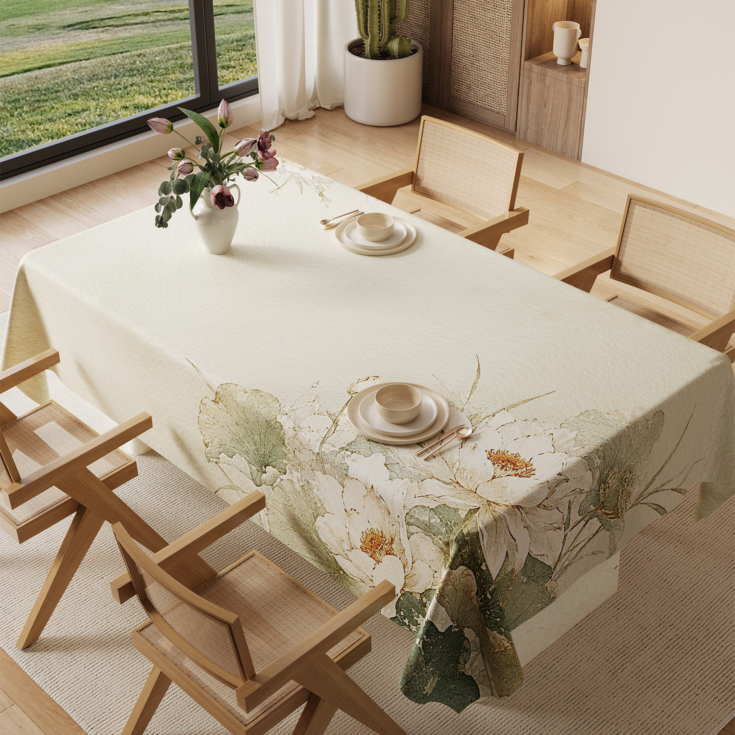 Nappe rectangulaire en PVC personnalisée, Style minimaliste frais, étanche à l'huile et sans entretien, YL-39252