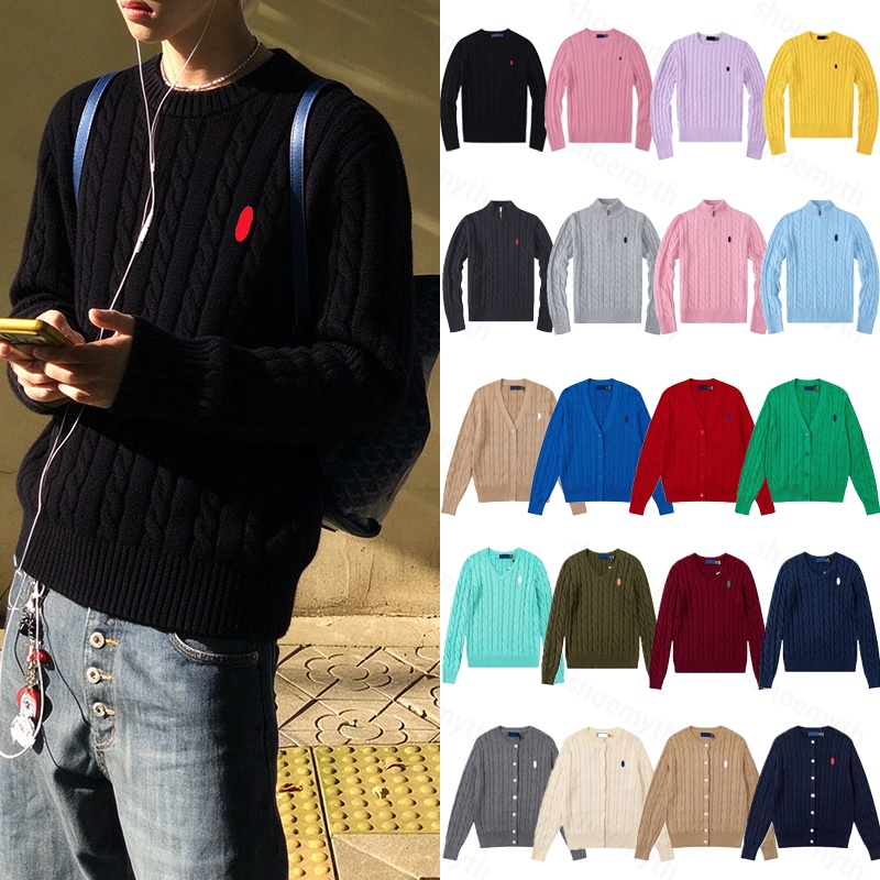 Polo Shirt Mens Designer Polo Shirt Mens Embroidered Sweater Long Sleeved V-neck Vest Pullover Quarter Zipper Winter Warm Sweater